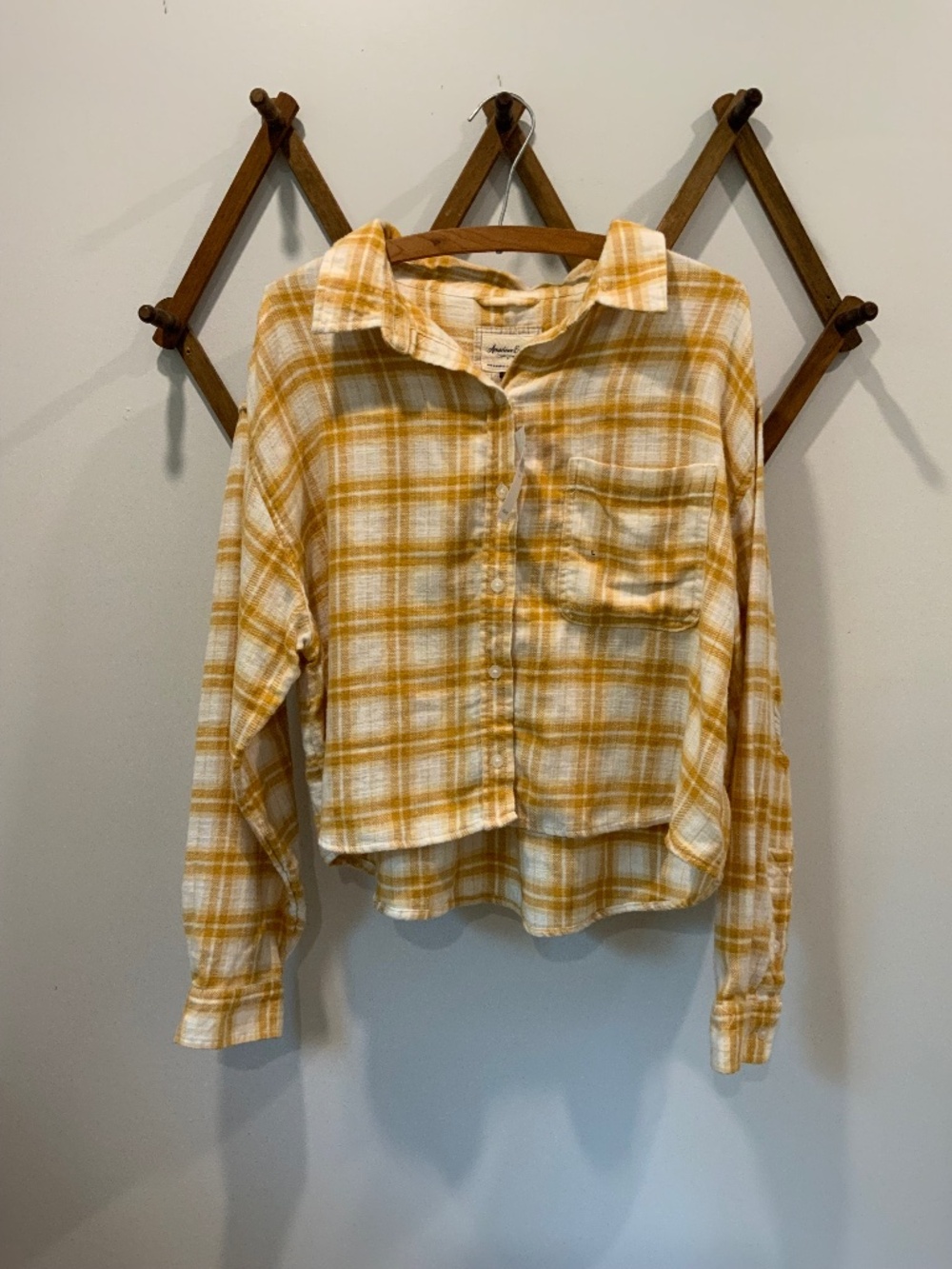 American Eagle Cropped Flannel in Large